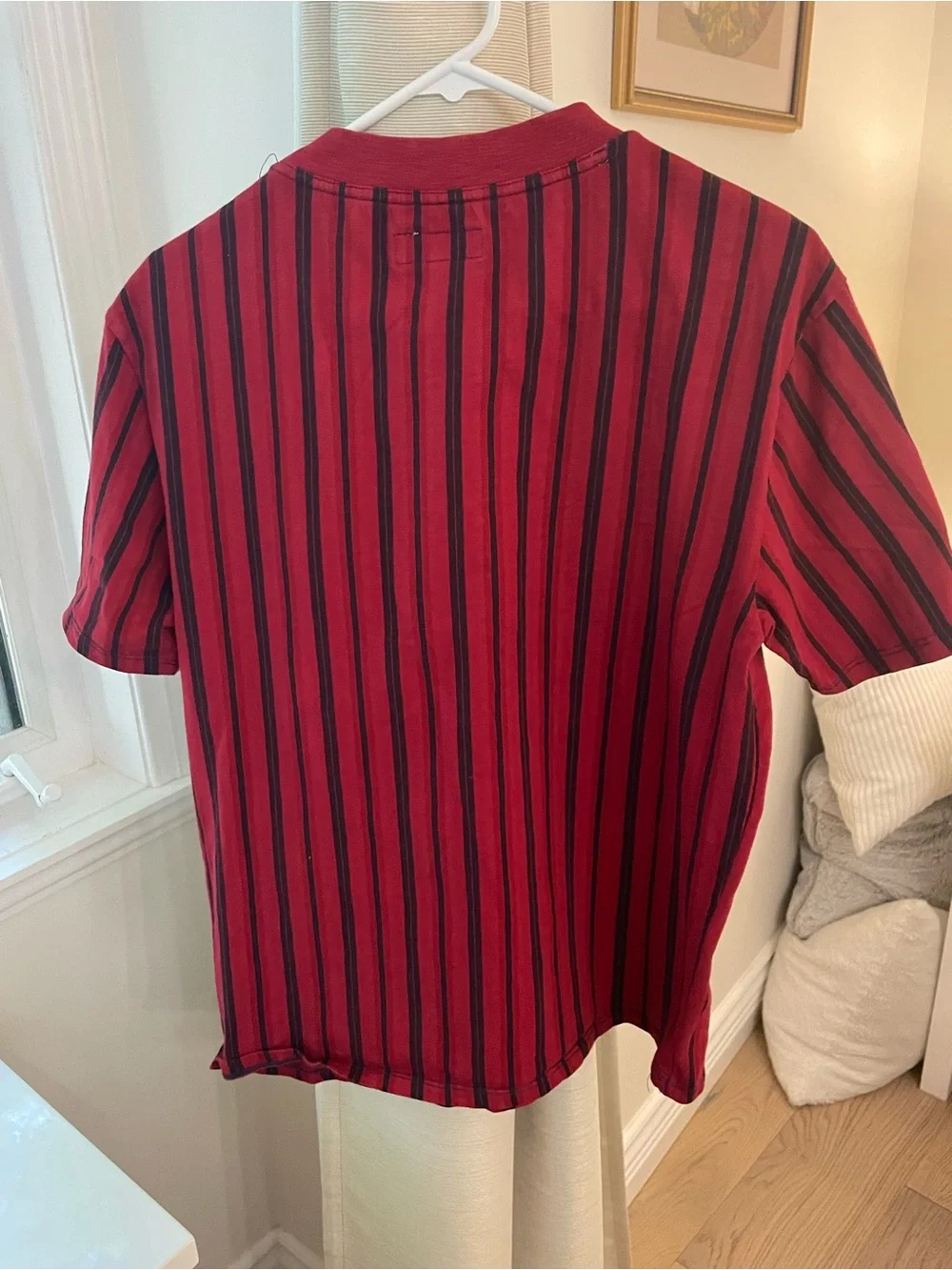 Guess Red and Black Striped Logo T-Shirt - Picture 4 of 4